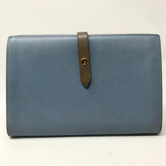 Céline Long Bifold Strap Wallet in Blue & Tan - Picture 1 of 12